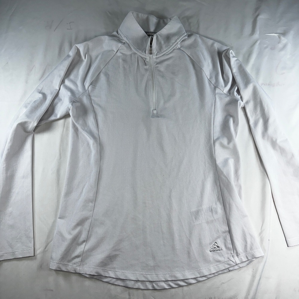 Adidas Golf Womens White Quarter Zip Pullover Long Sleeve Mesh Top Size M 5664